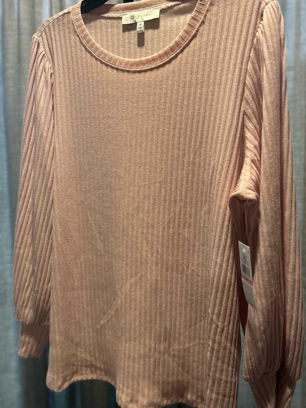 Fever Blush Pink Ribbed Crewneck Sweater